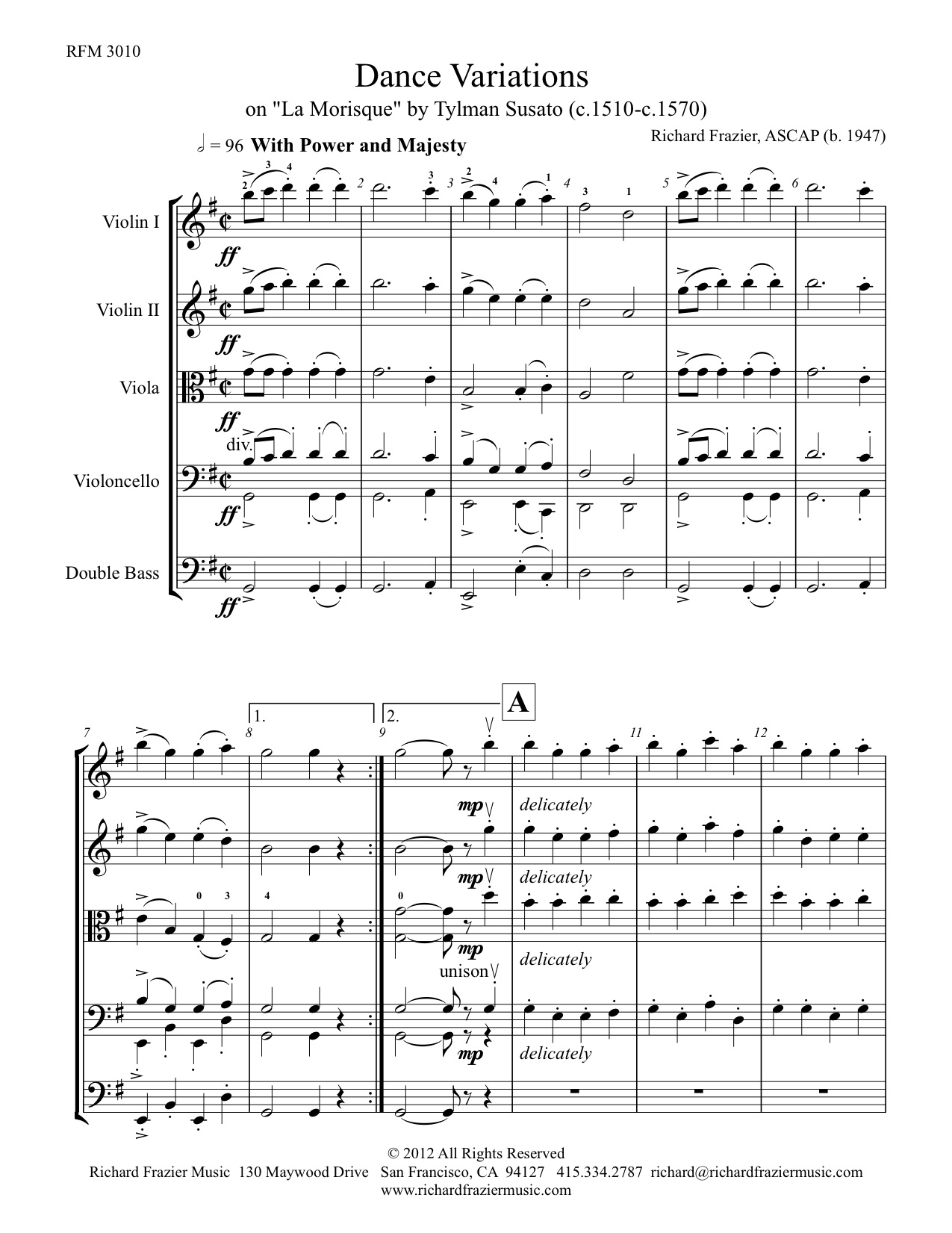 Dance Variations on La Morisque by Susato RFM 3010